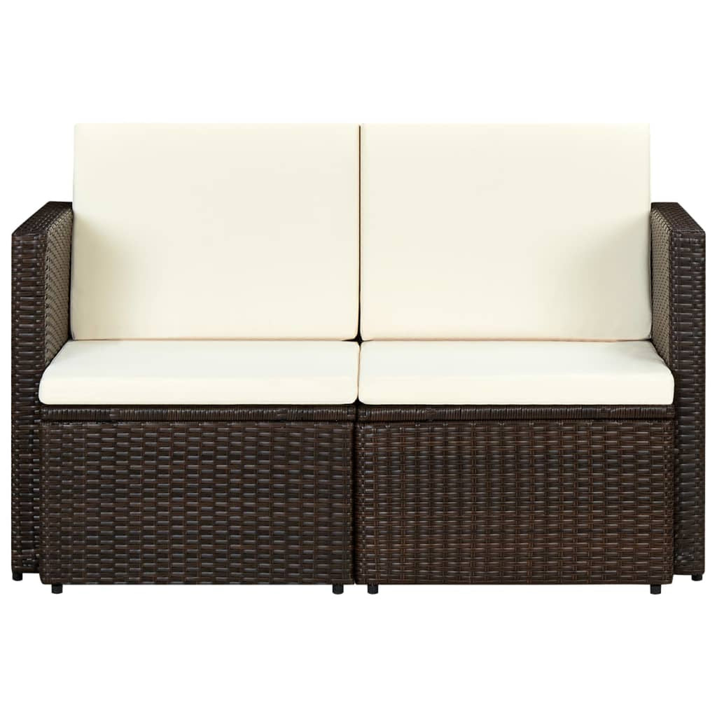 Brown Poly Rattan 2 Seater Outdoor Sofa with Cushion M605177