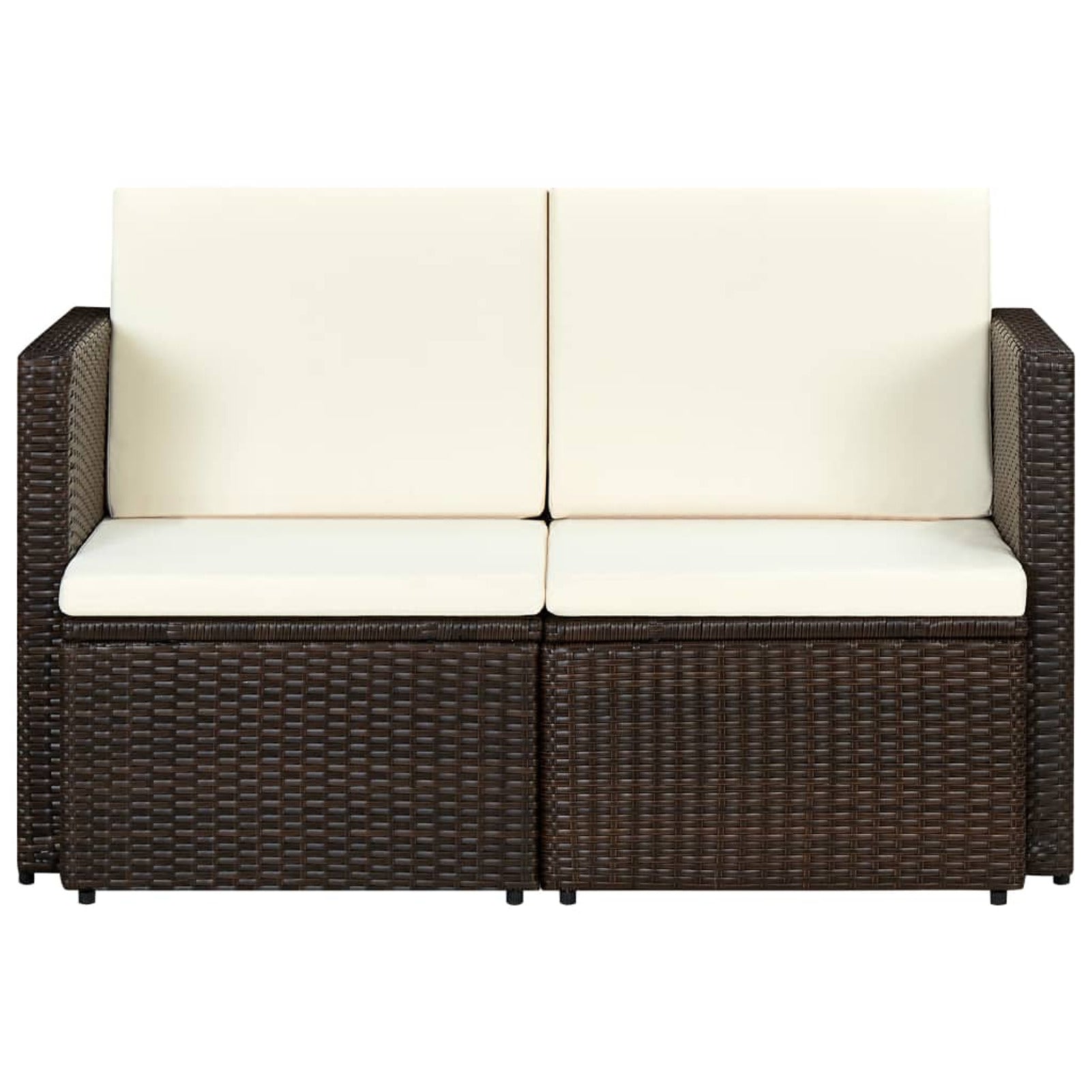 Brown Poly Rattan 2 Seater Outdoor Sofa with Cushion M605177