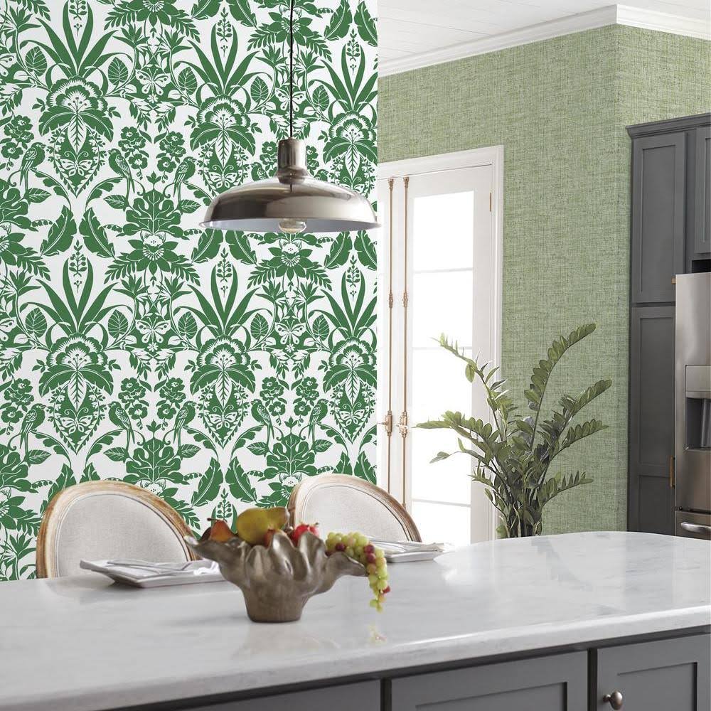 Botanical Damask Wallpaper Green A149776