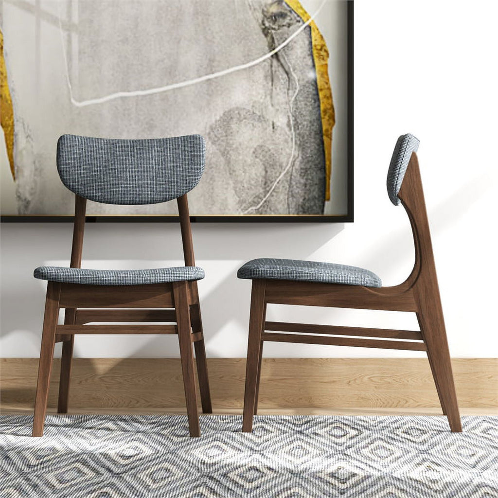 Mid-Century Wood/Fabric Dining Chair in Gray (Set of 2) Z33076