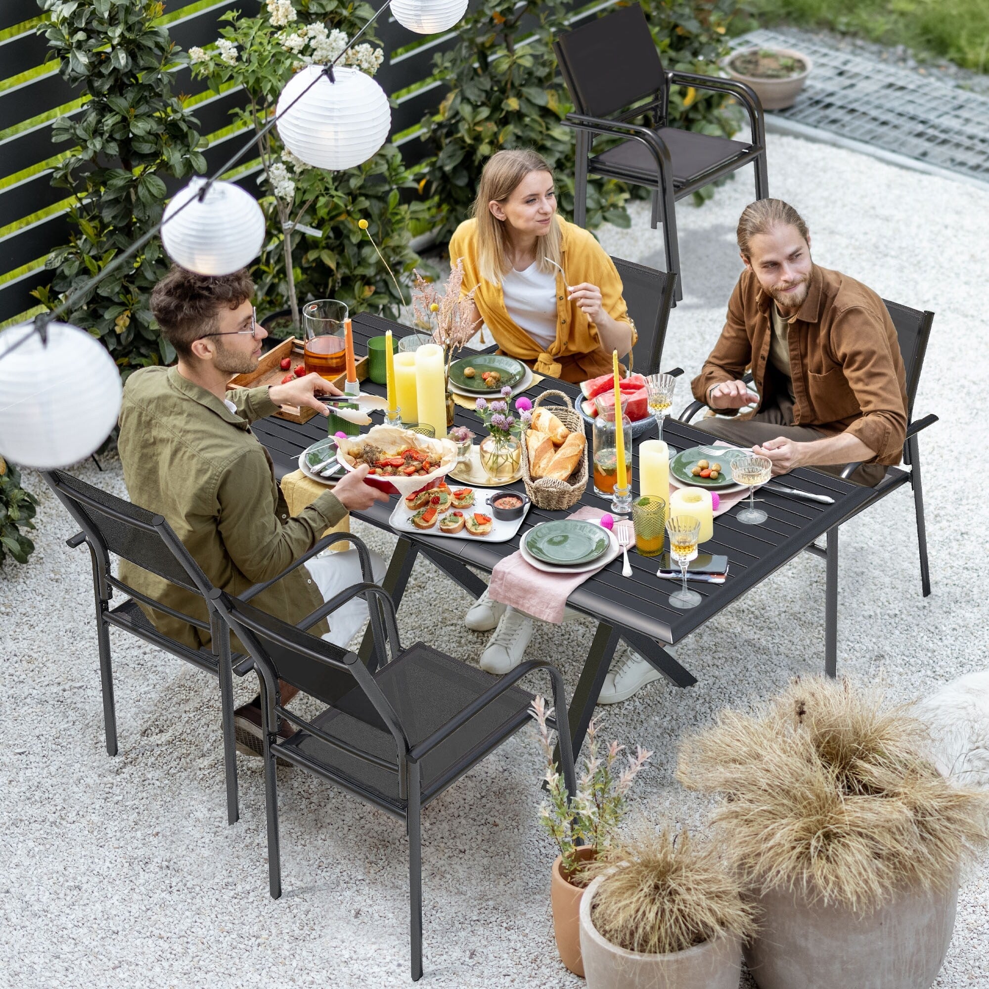Set of 6 Aluminum Outdoor Patio Dining Chairs Grey J142285