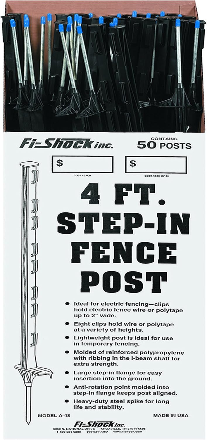 4' Step-In Fence Post, 50 Pack P277399