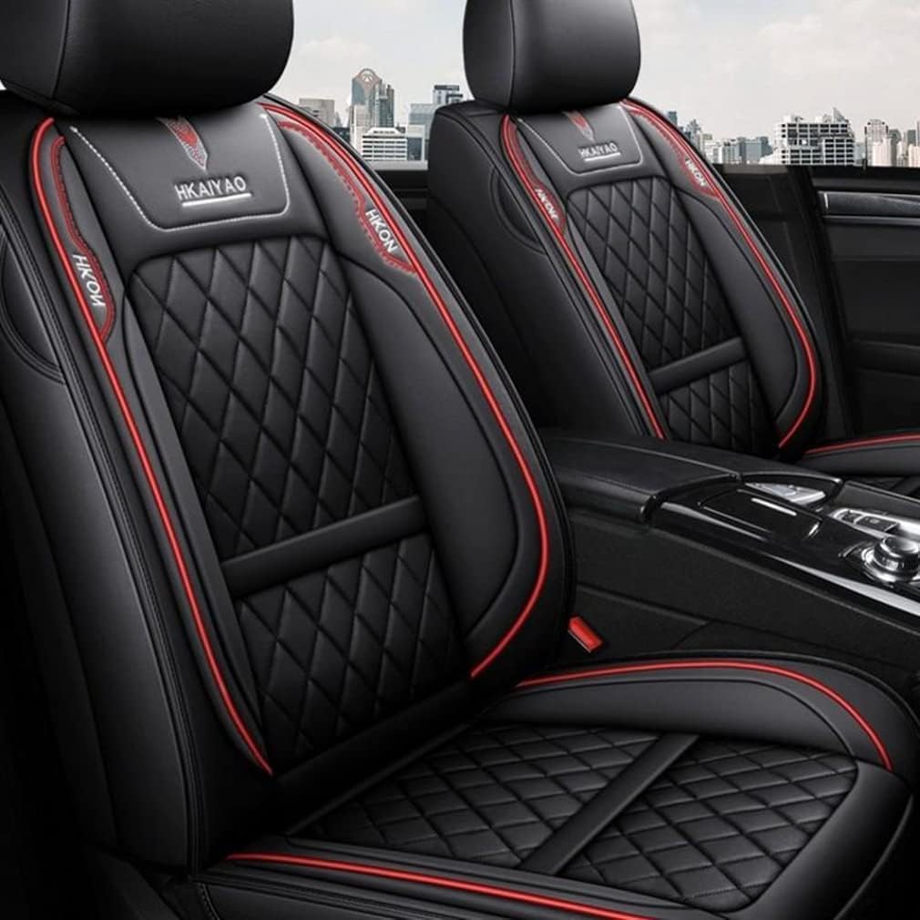 5 Car Seat Covers Full Set Waterproof Faux Leather Black U222