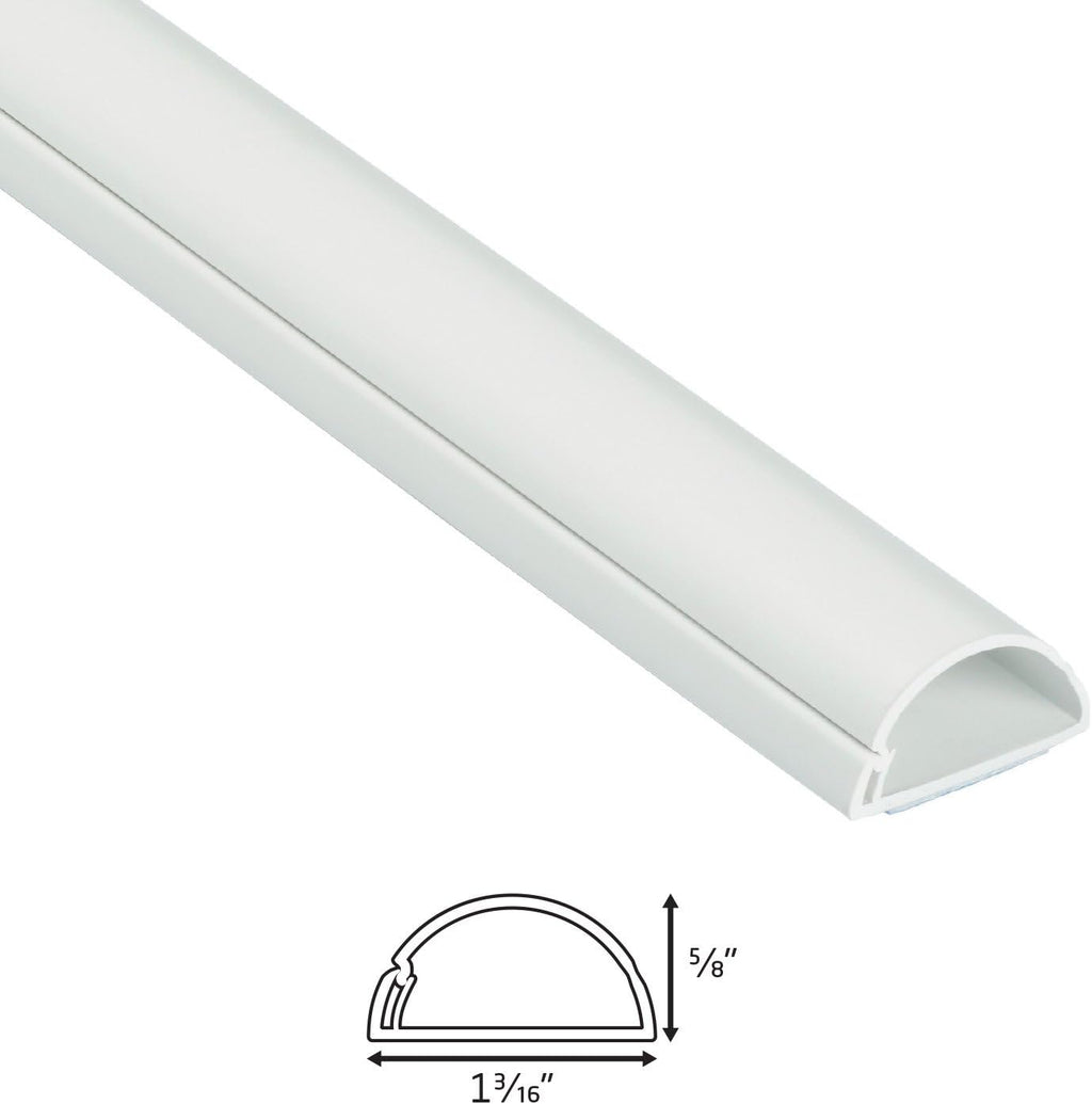 White Cord Cover Kit, Half Round Cable Raceway, Self-Adhesive Cord Hider, 40' Pack of 2 Z936236