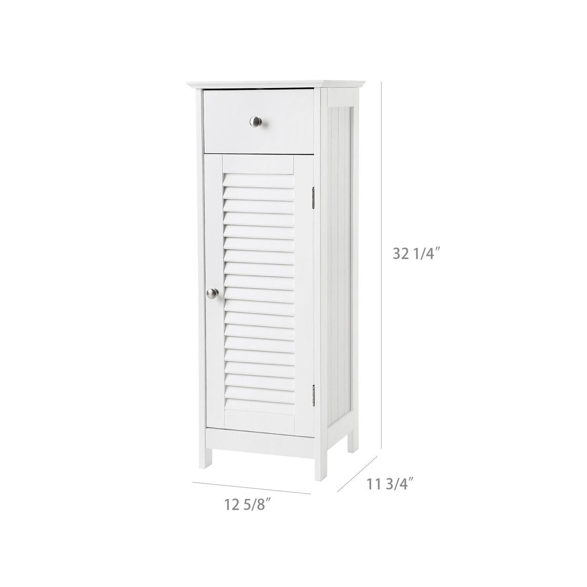 White Wooden Bathroom Floor Cabinet with Drawer and Single Shutter Door O71936
