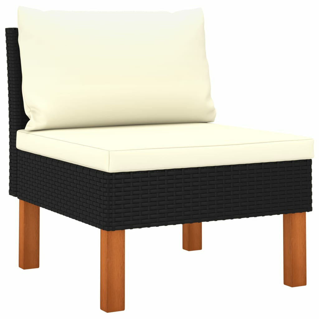 9 Piece Patio Set with Cushions Poly Rattan Black O224549