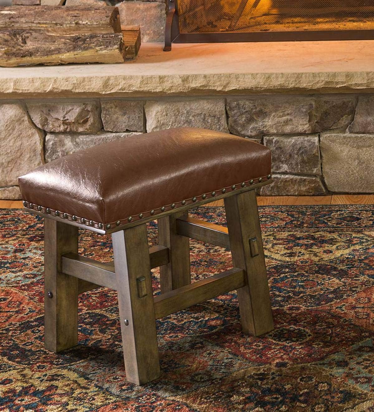 Canyon Leather Footstool - Brown P699