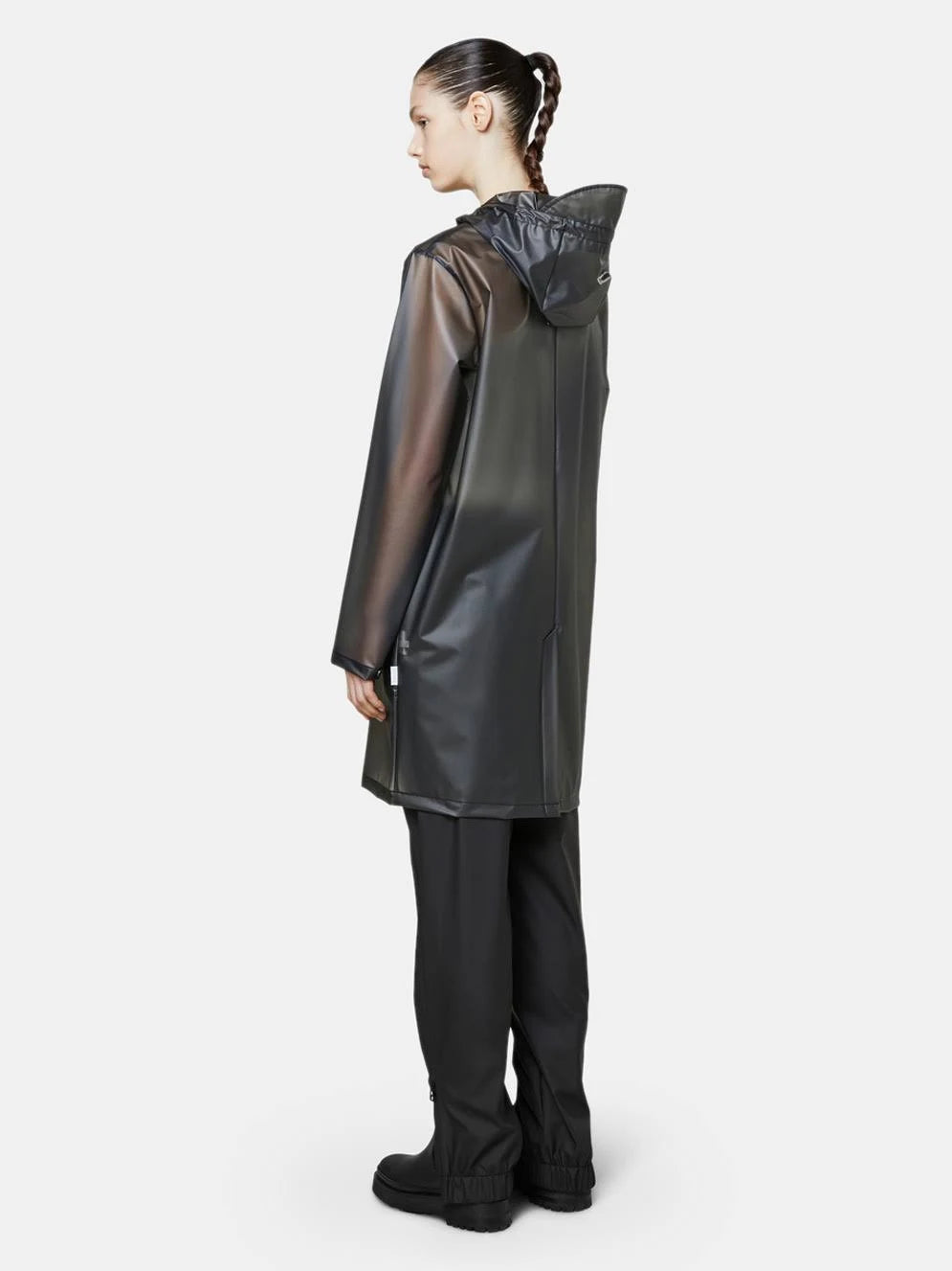 Foggy Black Hooded Coat S3123