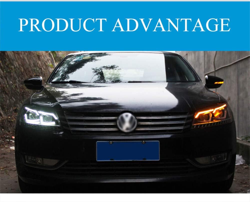 2PCS Headlight Assemblies Bi-Xenon Projector Double Beam HID With LED Daytime Running Lights F989