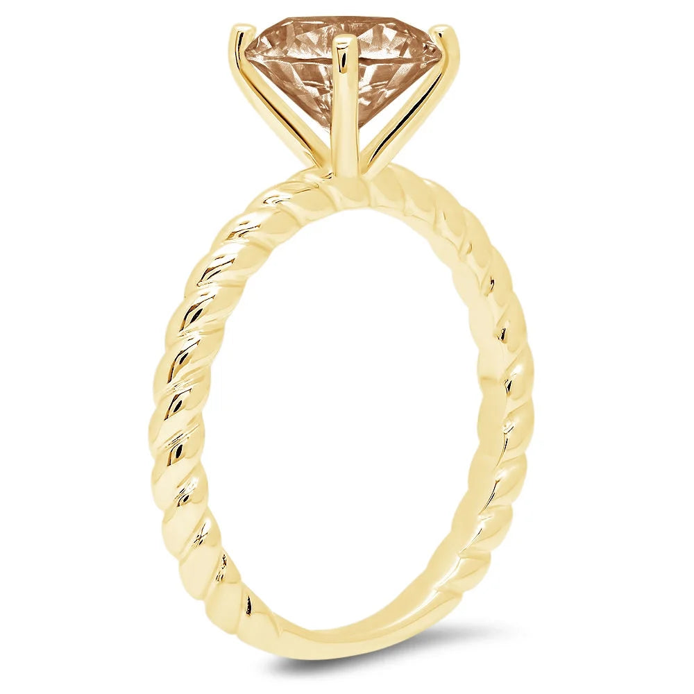 Champagne Simulated Diamond 18k Yellow Gold Ring E5924