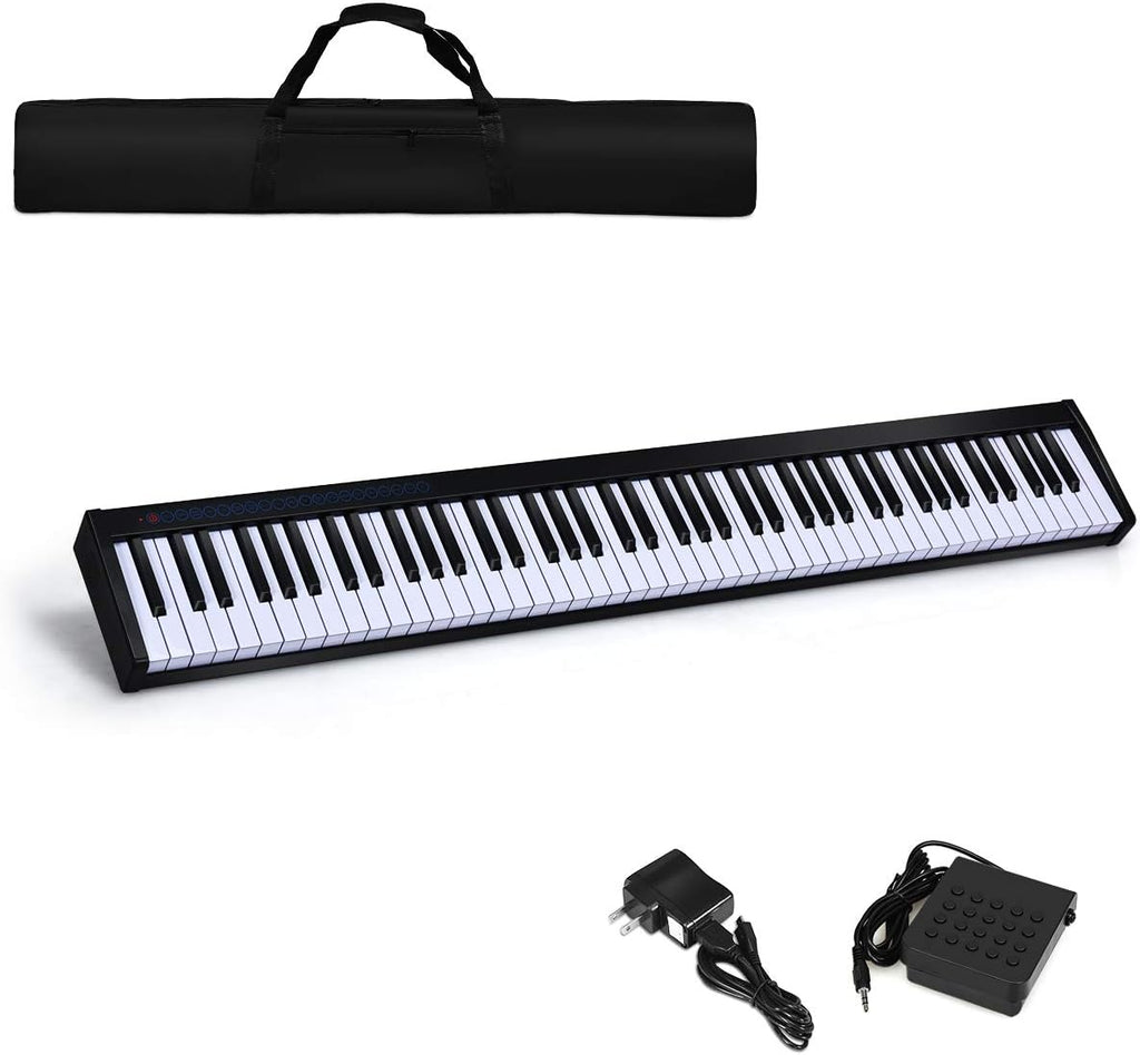 White 88-Key Portable Digital Piano with Semi Weighted Keys W1321