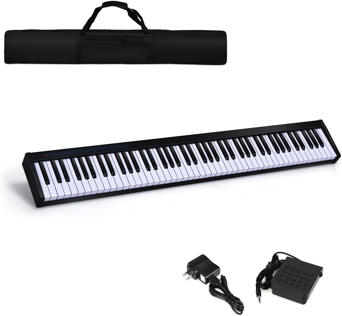 White 88-Key Portable Digital Piano with Semi Weighted Keys W1321