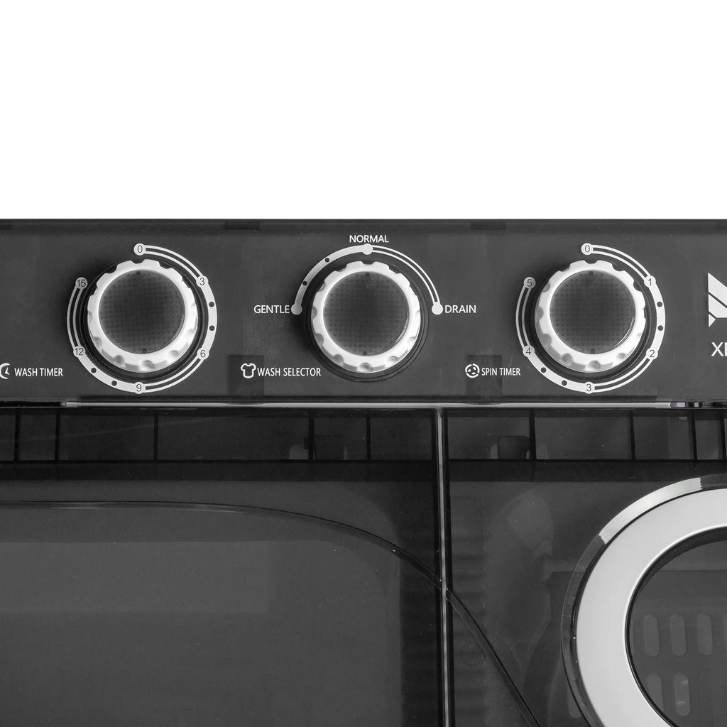 Semi-automatic Twin Tub Washing Machine with Built-in Drain Pump, 26Lbs, White&Black U729347