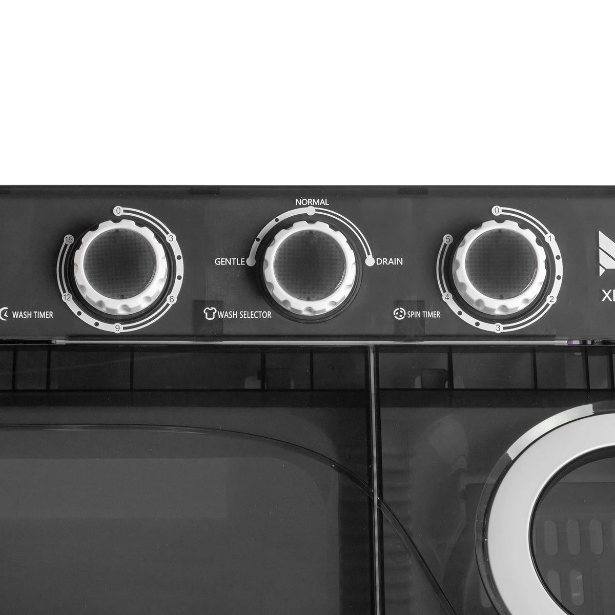 Semi-automatic Twin Tub Washing Machine with Built-in Drain Pump, 26Lbs, White&Black U729347