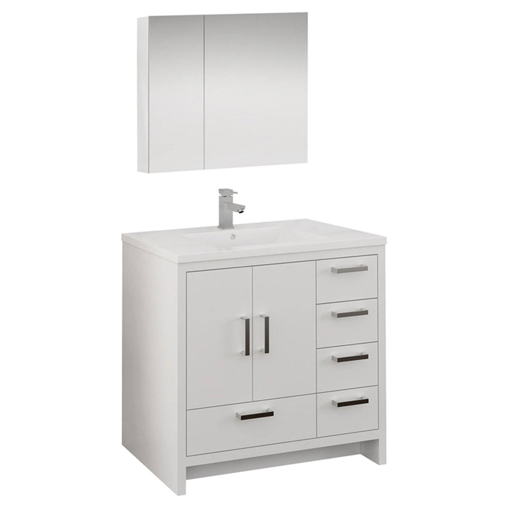 Glossy White Freestanding Bathroom Cabinet Z628