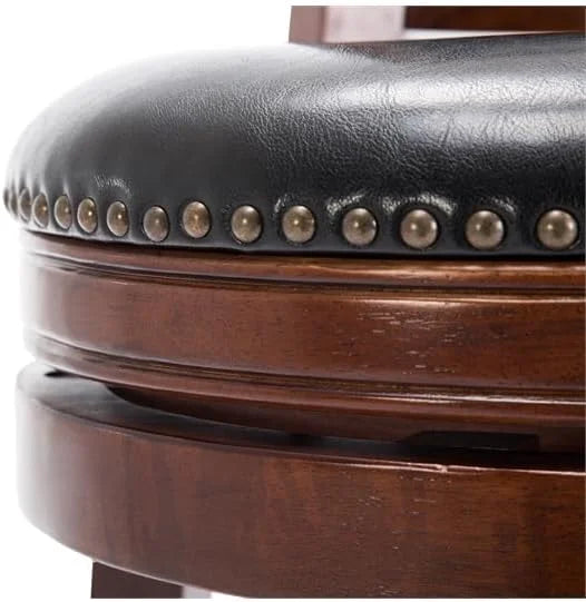 29" Mid-Century Faux Leather Swivel Stool F3266