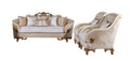 Beige & Gold Wood Trim Sofa Set 3 H625
