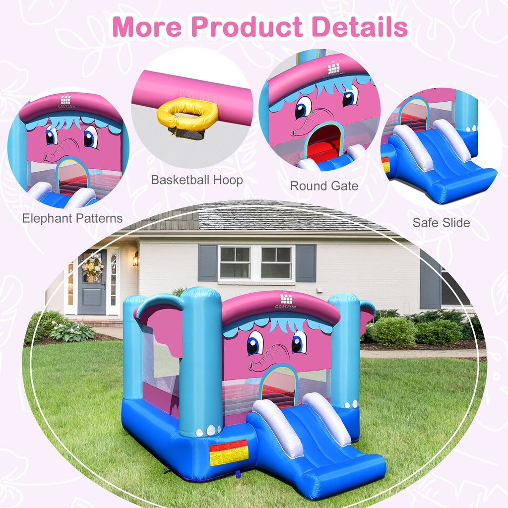 Inflatable Bounce House 3-in-1 Elephant Theme Castle with 750W Blower G14547