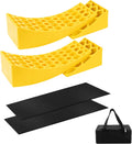 2-Pack Heavy Duty RV Leveling Blocks with Wheel Chocks and Anti-Slip Rubber Grip Mats Q2269