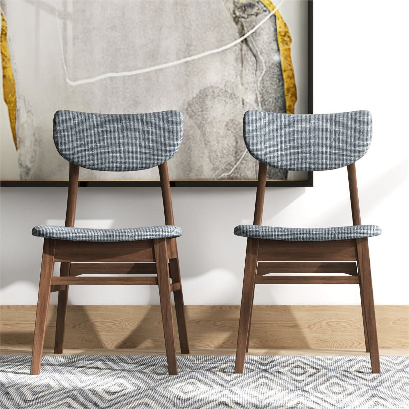 Mid-Century Wood/Fabric Dining Chair in Gray (Set of 2) Z33076
