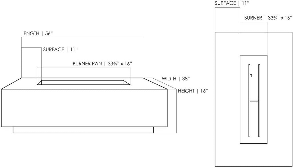 Pewter 56x38-Inch Concrete Gas Fire Pit U5640