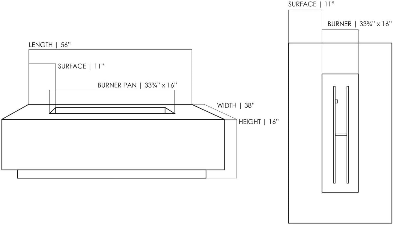 Pewter 56x38-Inch Concrete Gas Fire Pit U5640