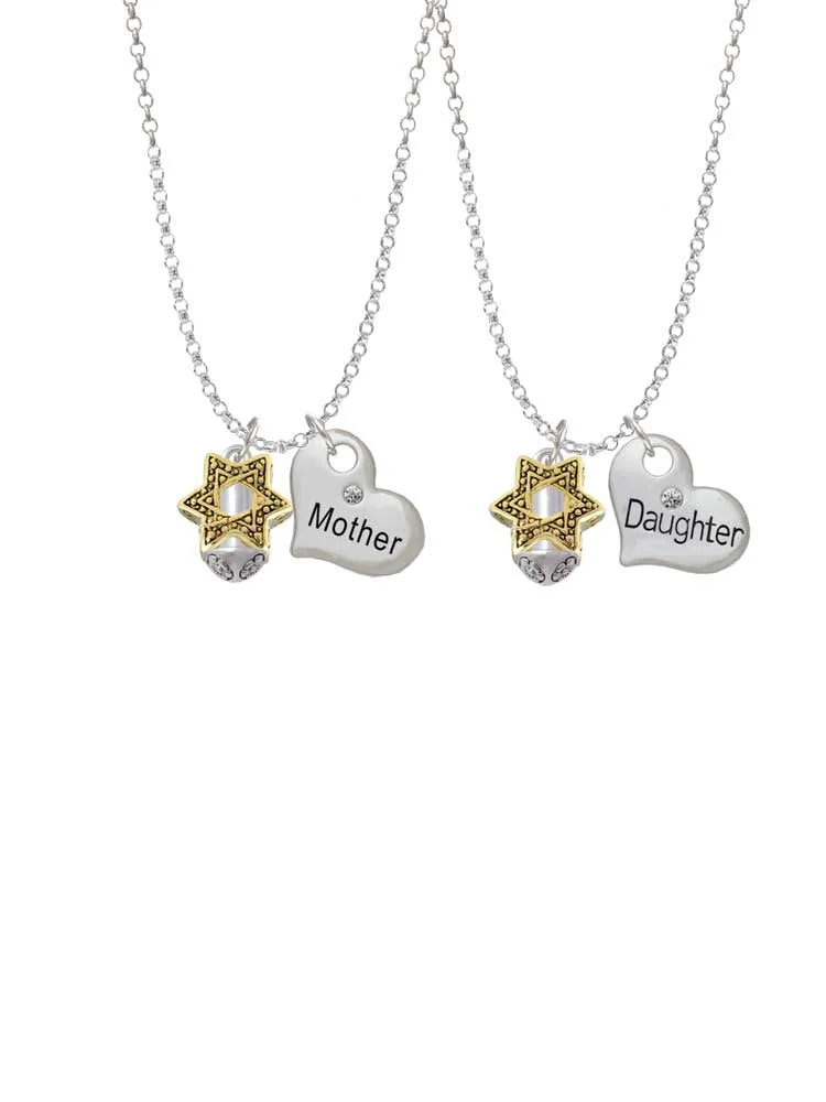 Goldtone Star of David Spinner Heart Necklaces (Set of 2) S727