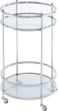 Clear Glass Chrome Frame Bar Cart With Wheels S7826
