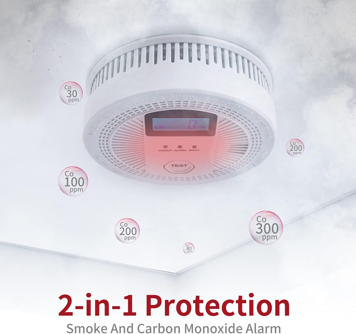 3 Pack Smoke and Carbon Monoxide Detector with LCD Display K792188