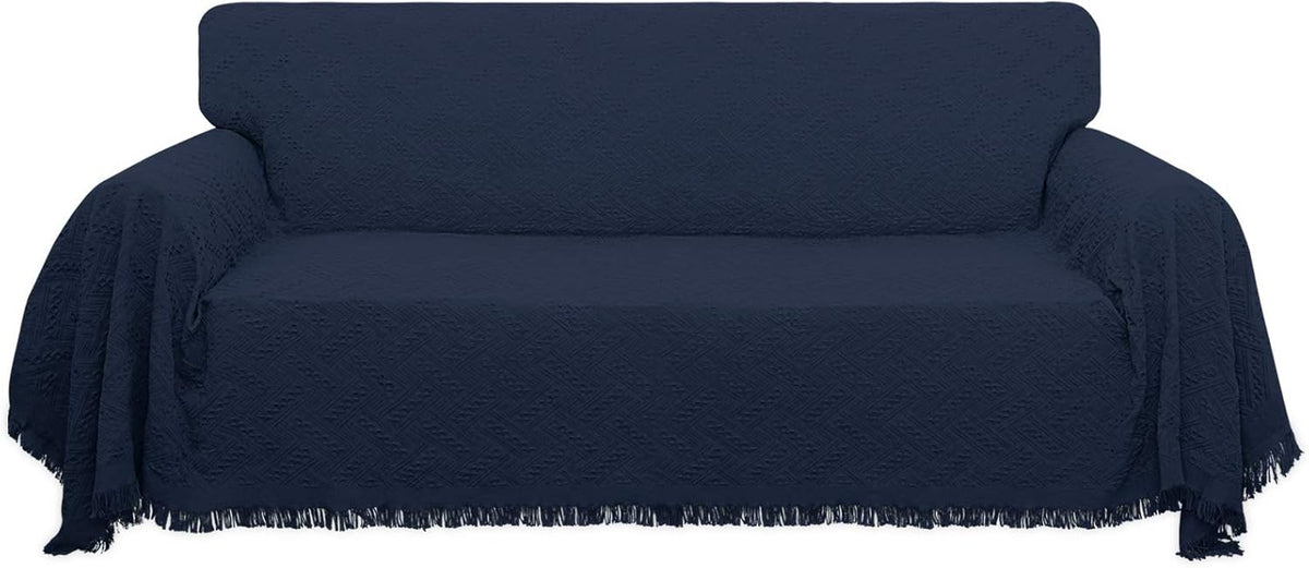 Geometrical Jacquard Sofa Cover for 3 Cushion Couch, L Shape Sectional, Washable Furniture Protector (91x134 inch, Dark Gray) S42029