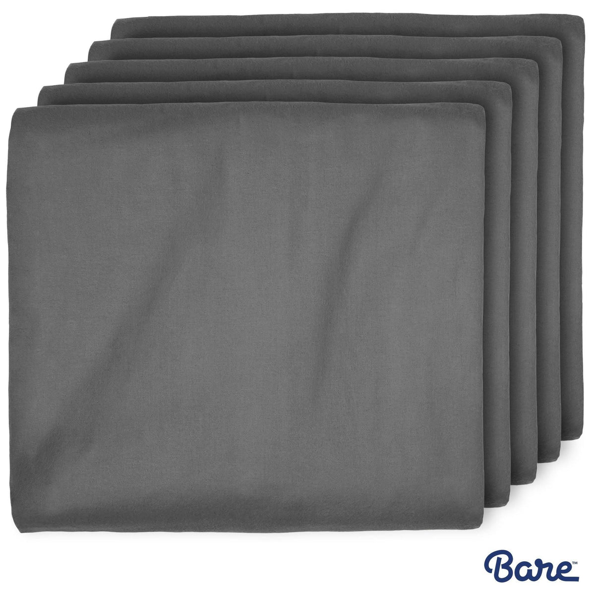 Grey Queen 100% Cotton Flannel Fitted Bottom Sheet 5 Pack V370990