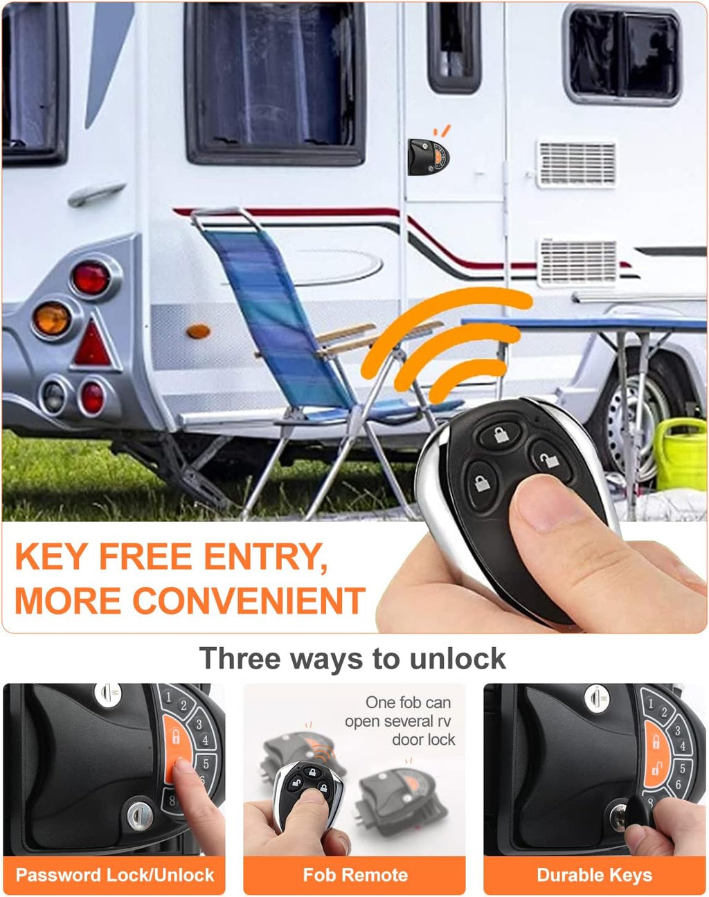 RV Keyless Entry Door Lock with Deadbolt and Backlit Keypad W50706