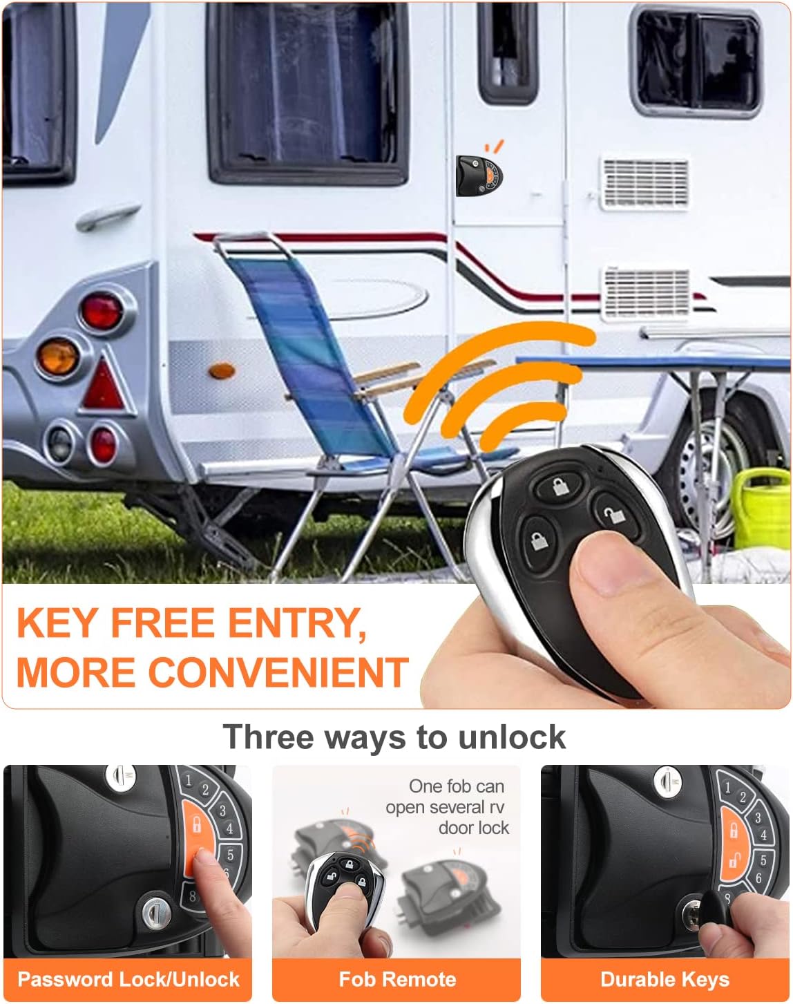 RV Keyless Entry Door Lock with Deadbolt and Backlit Keypad W50706