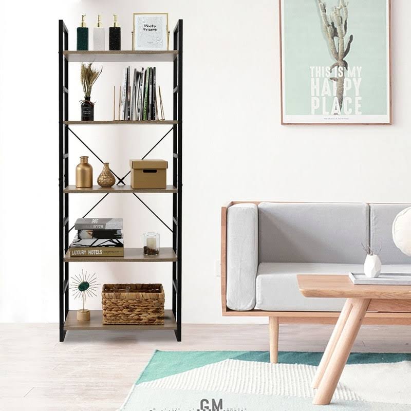 4 Tier Wood and Metal Bookcase K211096