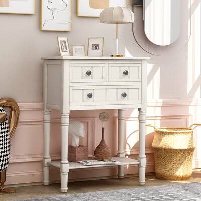 Narrow Console Table with Three Storage Drawers and Bottom Shelf F112