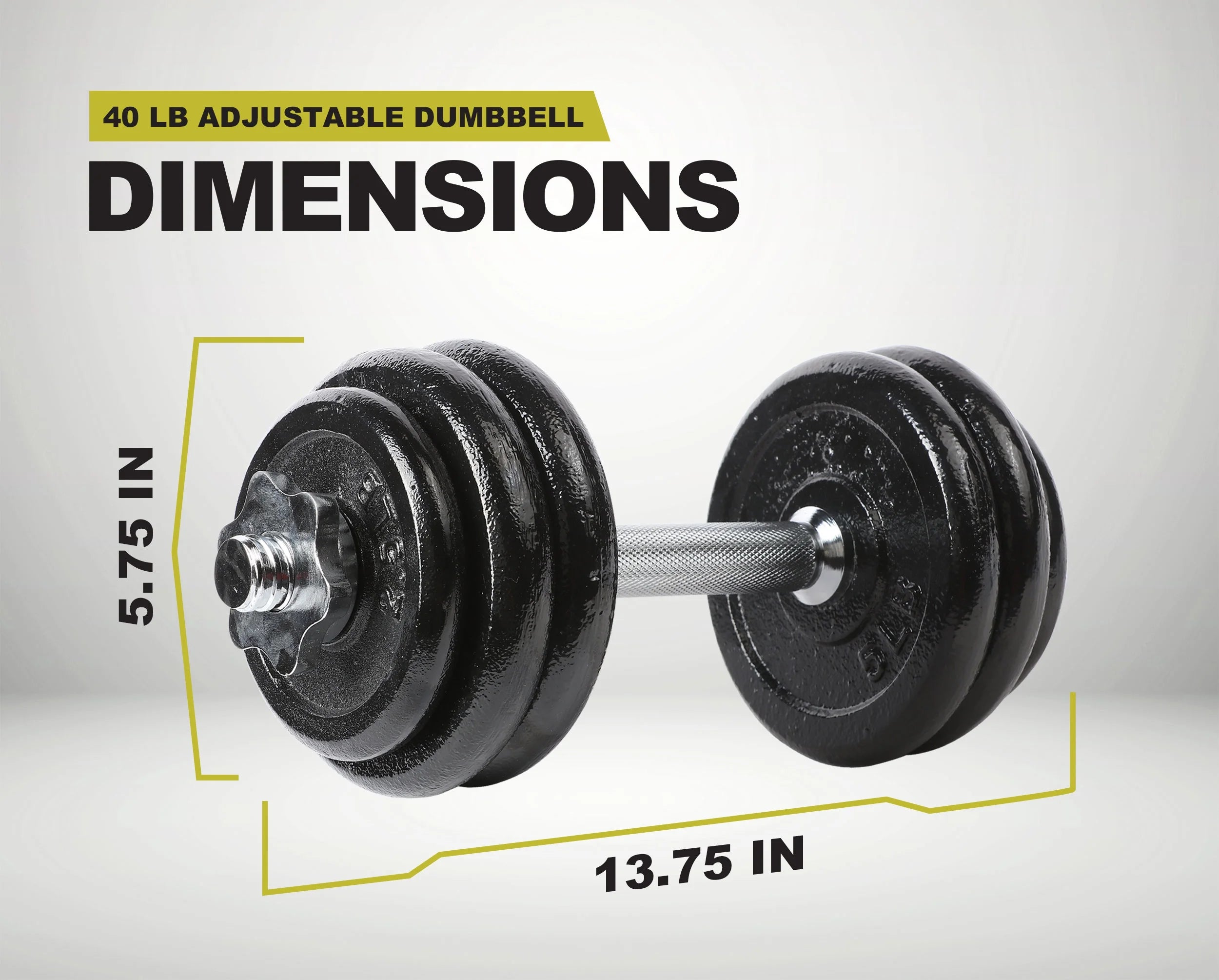 40 lb Adjustable Cast Iron Dumbbell Set with Case L351