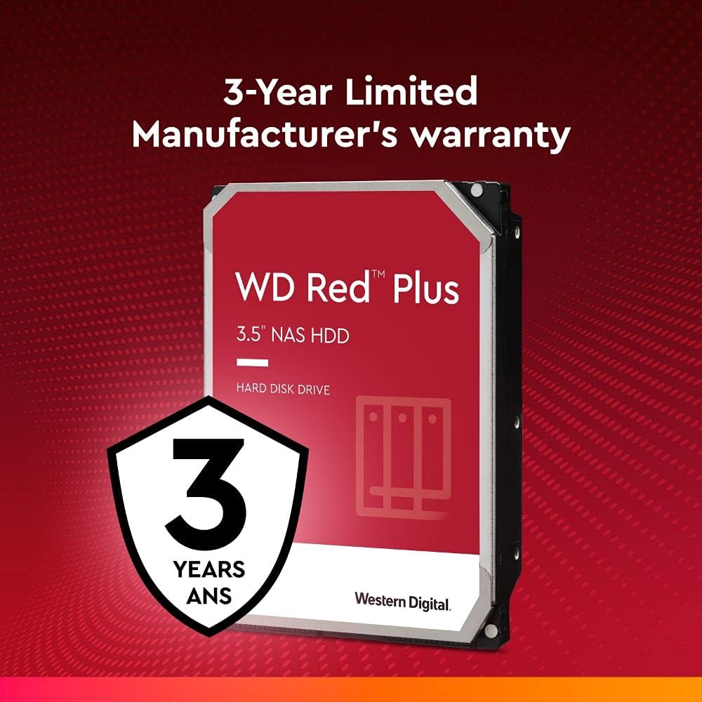 1TB WD Red Plus NAS Internal Hard Drive HDD 5400 RPM SATA 6 Gb/s CMR 64 MB Cache 3.5" Pack of 2 I172