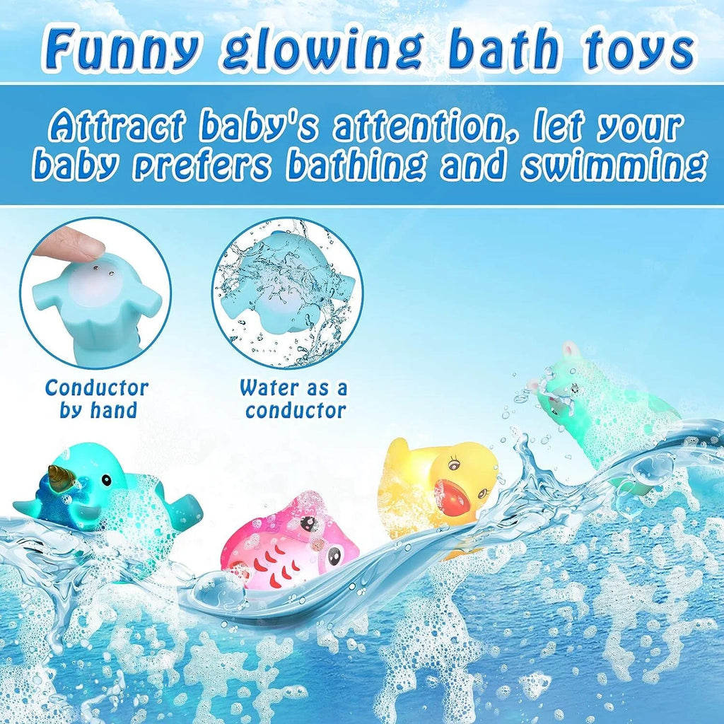 LED Light Baby Bath Toys Set with Storage Bag O274