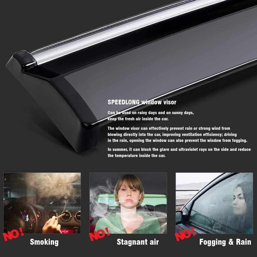Car Window Visor Vent Shade Deflector Sun/Rain Guards Pack of 2 S55072