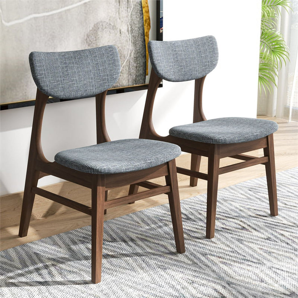 Mid-Century Wood/Fabric Dining Chair in Gray (Set of 2) Z33076