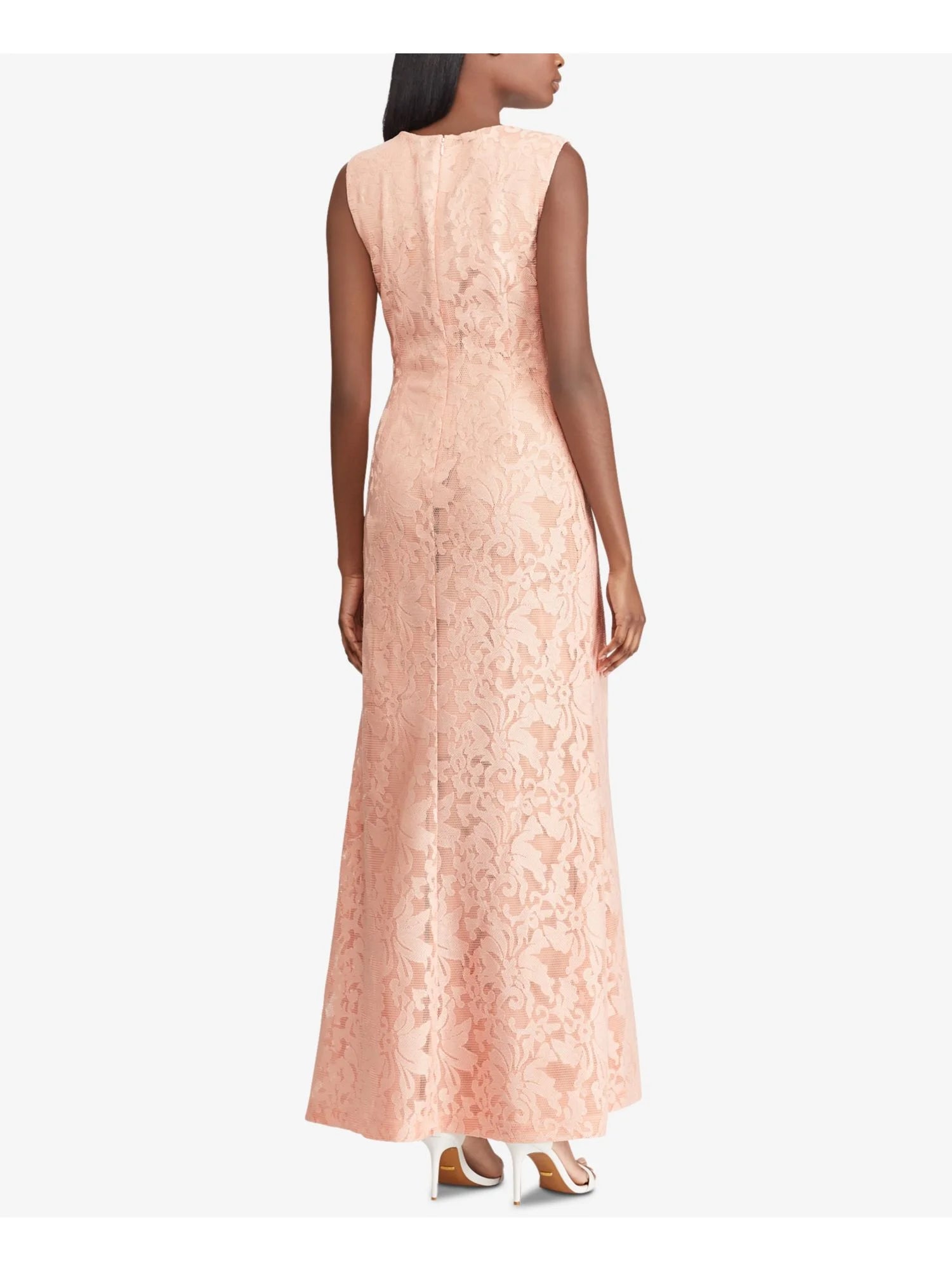 Pink Sleeveless V Neck Maxi Formal Dress Q44955