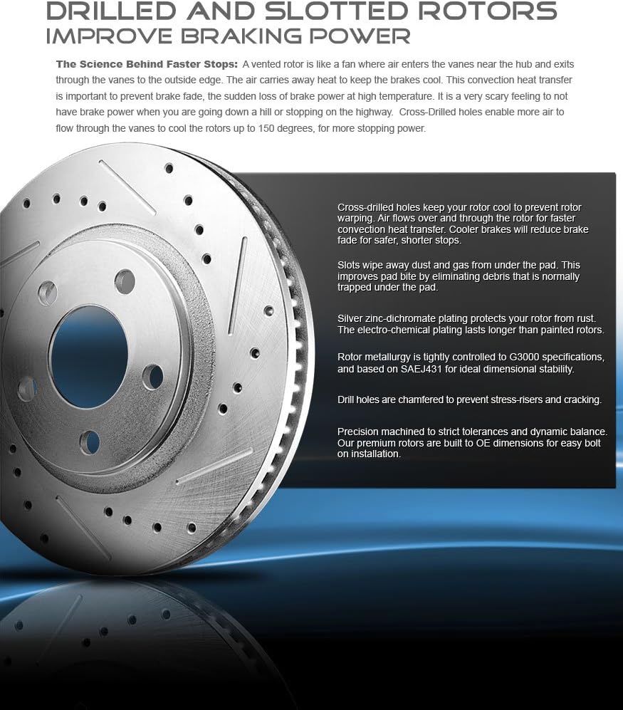 REAR 283mm Drilled & Slotted 5 Lug Rotors B439