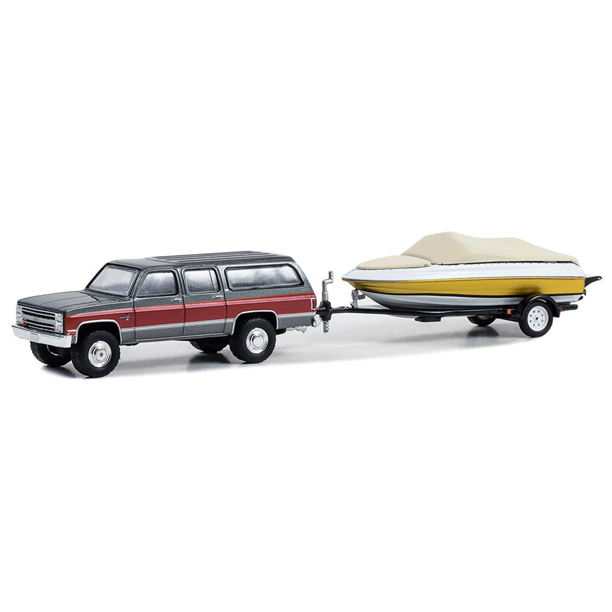 1/64 1987 Chevrolet Suburban K20 Silverado w/ Boat Trailer Hitch Tow Q5589