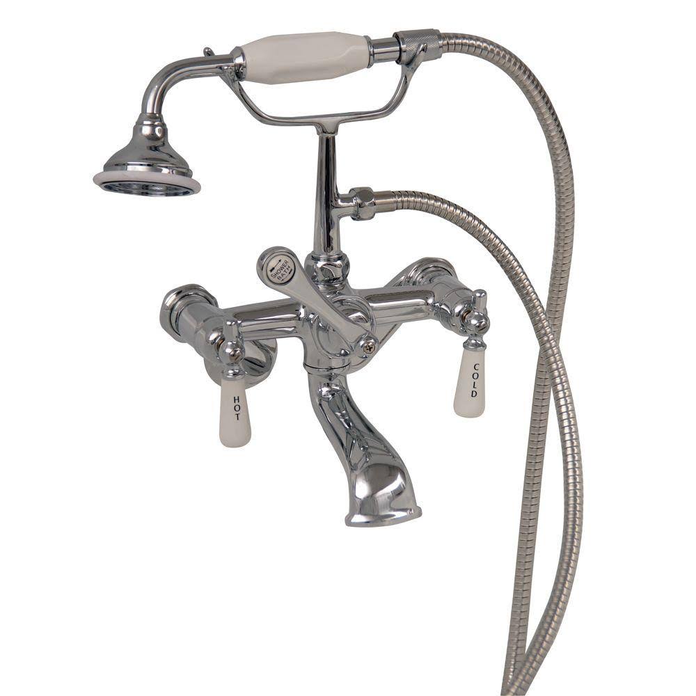 Polished Chrome Tub Wall-Mounted Faucet with Hand Shower Y657294