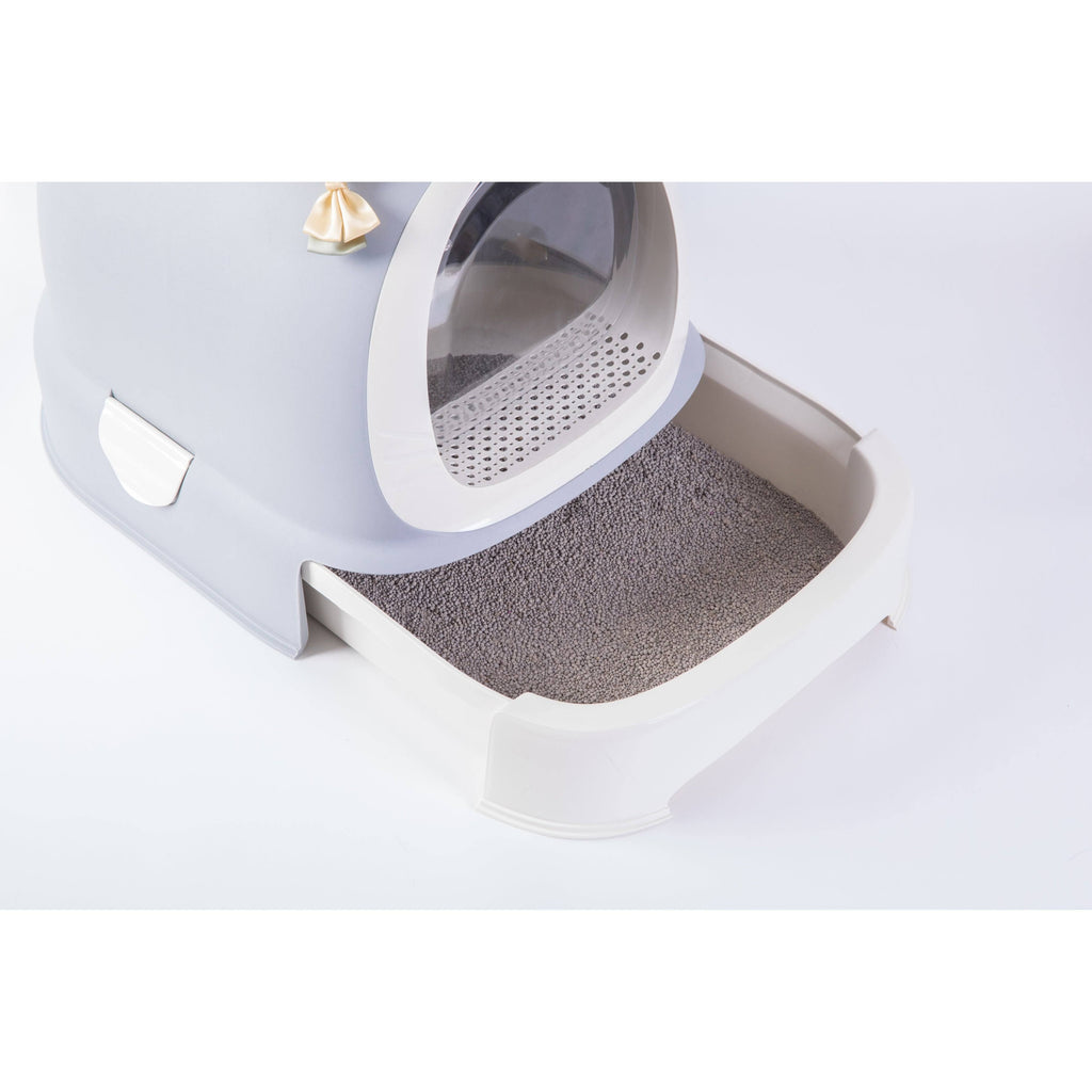 Fully Enclosed Hooded Litter Pan with Front Entry, Cat Litter Scoop Included V593
