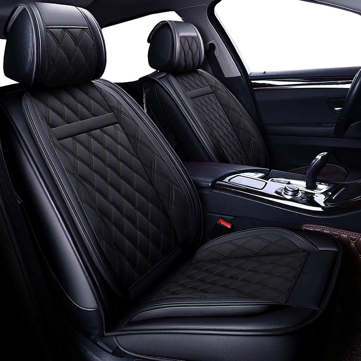 5 Car Seat Covers Full Set Waterproof Faux Leather Black U222