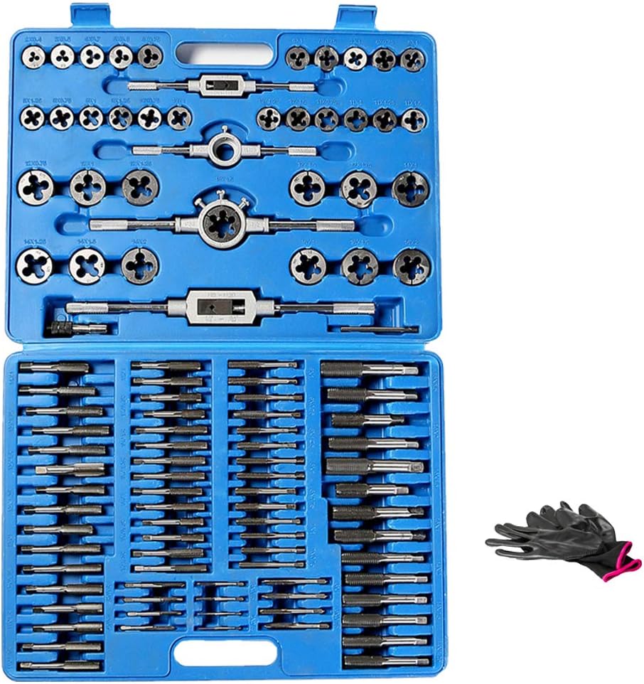 110 Piece Combination Tap and Die Set Alloy Steel Metric Tools with Carrying Case R206