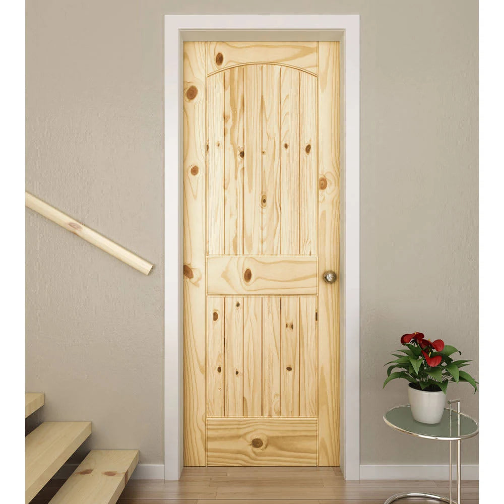 80 inch H x 32 inch W x 1.37 inch D Beige Paneled Wood Door C406368