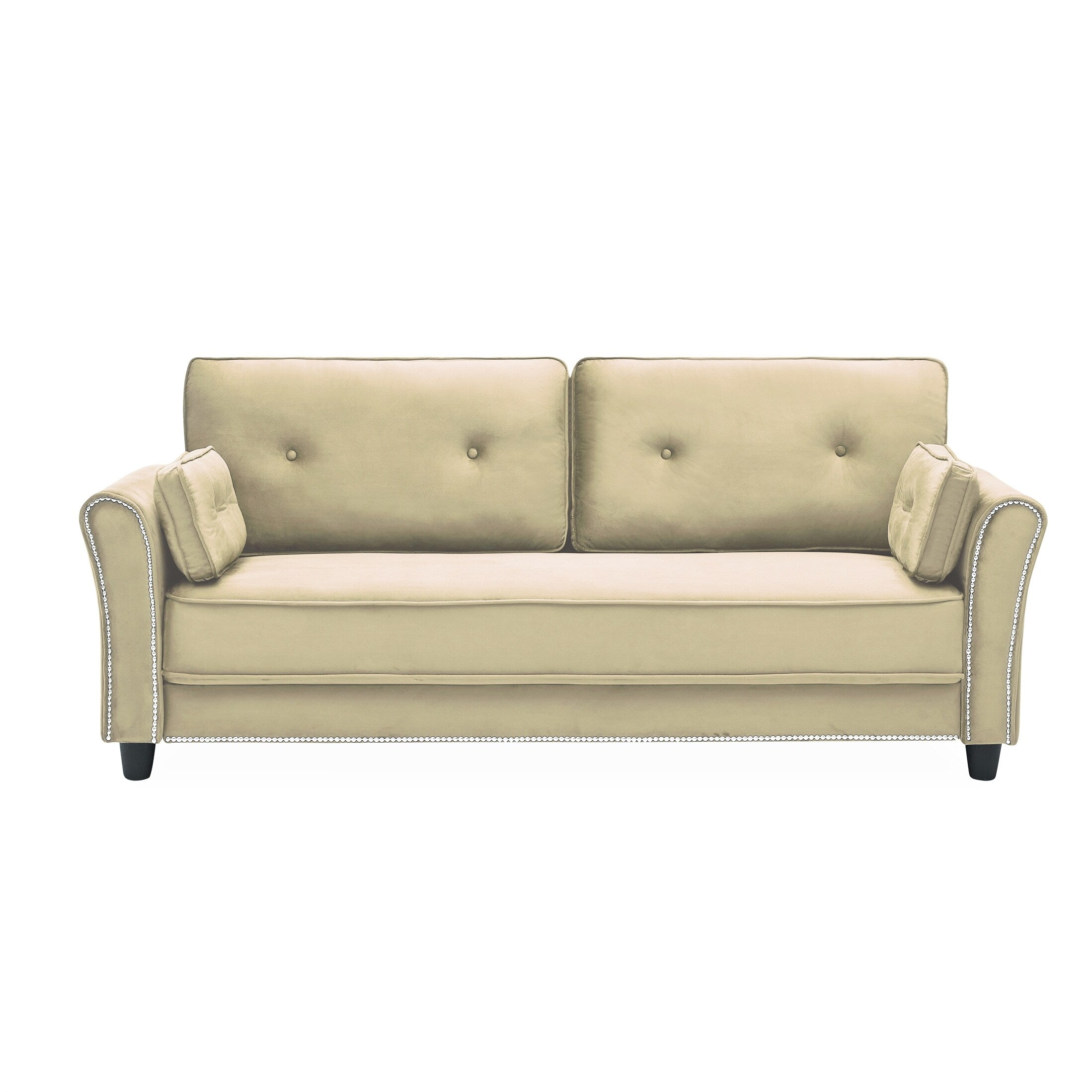 Grey Velvet Loveseat Sofa with Two Pillows F64832