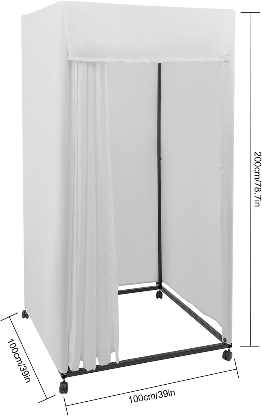 Portable Dressing Room Frame with 4 Wheels, White, 88.18 lbs Capacity J567